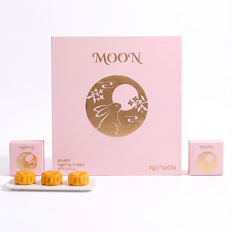 Rosa Mid-Autumn Festival Mooncake Geschenk box mit Goldfolie Kaninchen Design von Brothers box