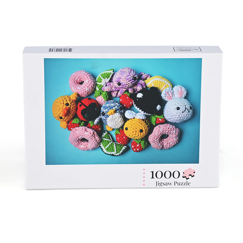 Vibrant Handmade Crochet Animal Characters Jigsaw Puzzle Box