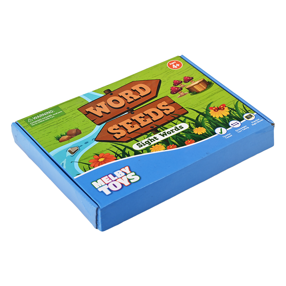 Coloridos juegos de mesa educativos con palabras a primera vista para niños en edad preescolar.