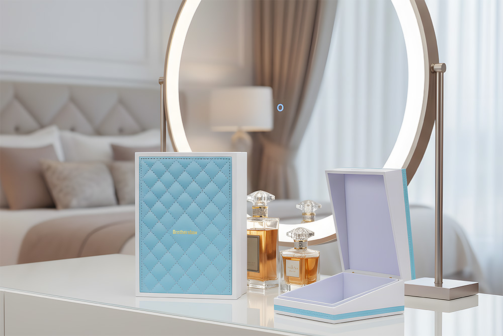 Blue Color Leather Perfume Box