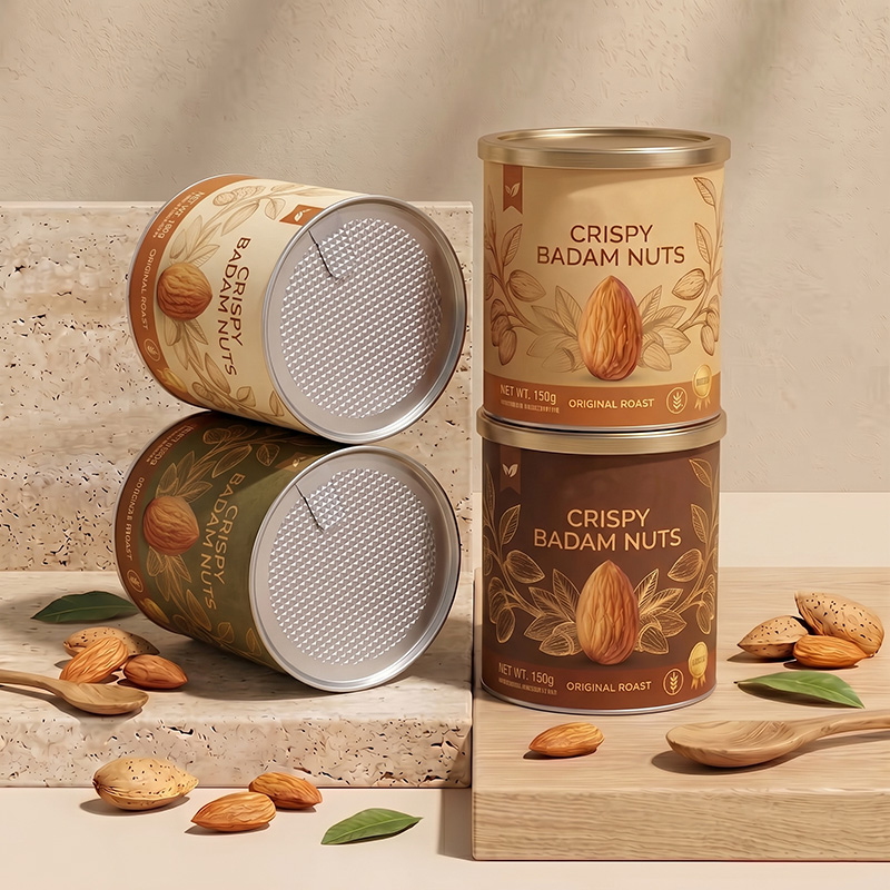 Airtight dry fruit tin container with aluminum foil easy-peel seal