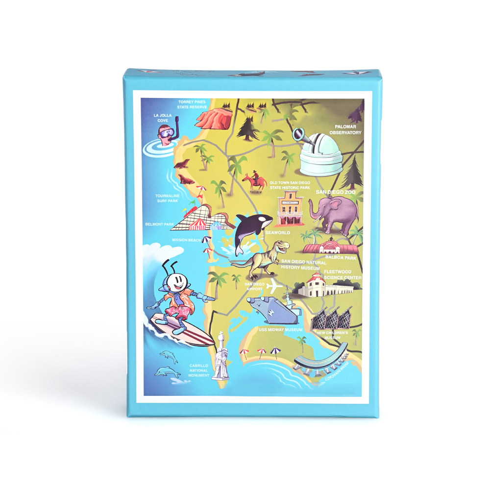 Individuelle Kinder karte Puzzle-Box mit einer bunten San Diego Illustration von Brothers box