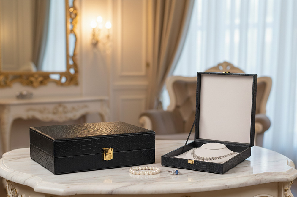 Crocodile Pattern Leather Jewelry Box