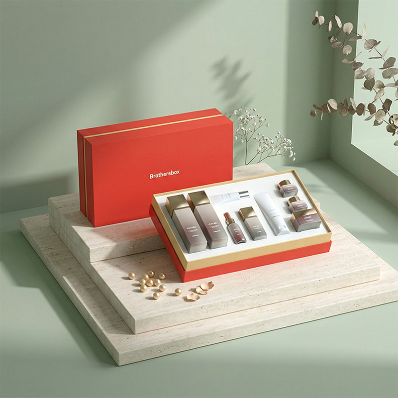 スパのような設定でハイエンドのカスタムフェイシャルクリームとセラムボックスが表示されます。