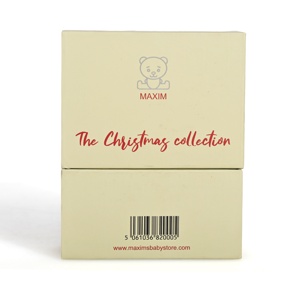 Back view of the Christmas collection box with brand logo and barcode.