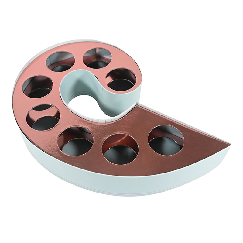 Conjunto de caixa de presente de duas peças personalizado, formato de concha para chocolates artesanais, com inserção.