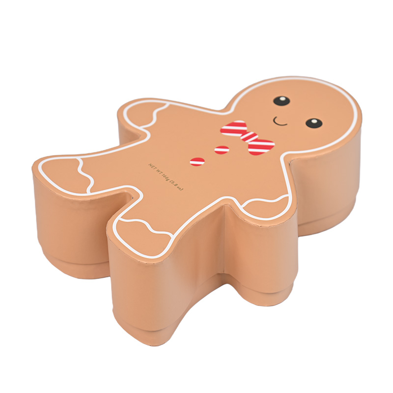3D braune Lebkuchen mann Feiertags-Keks-Verpackungs box mit weißen Zuckerguss details.