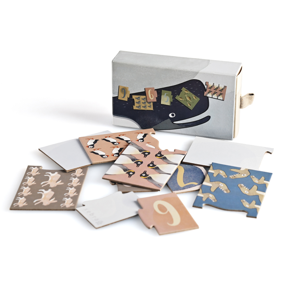 Custom printed numbers and animals learning puzzles for toddlers by Brothersbox.