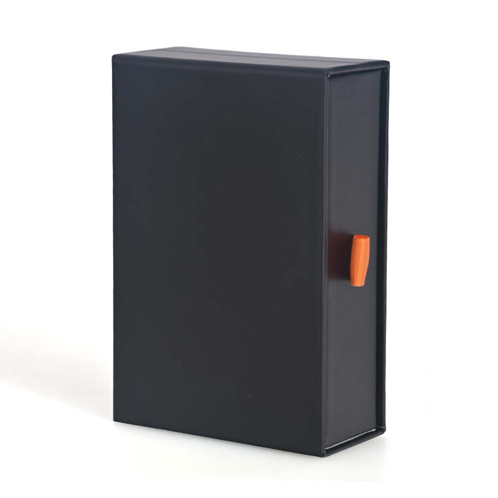 Aerial view of a Brothersbox premium matte black perfume box, closed