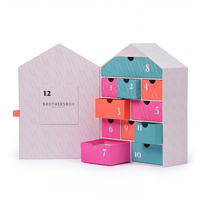 Brothersbox personnalisé 12 jours calendrier de l'avent boîte-cadeau avec silhouette en forme de maison
