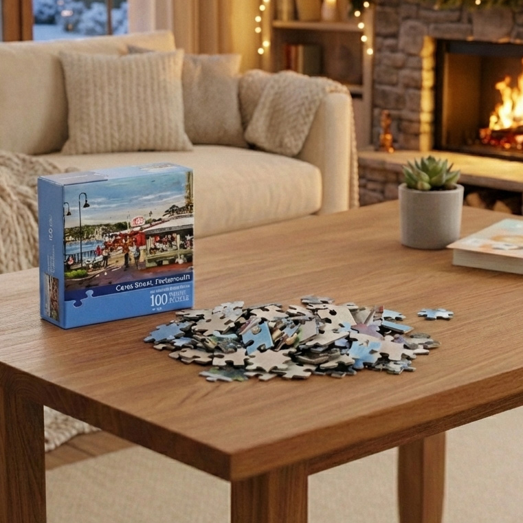 Large piece jigsaw puzzle 100 pcs for kids ages 4-8 with blue packaging.