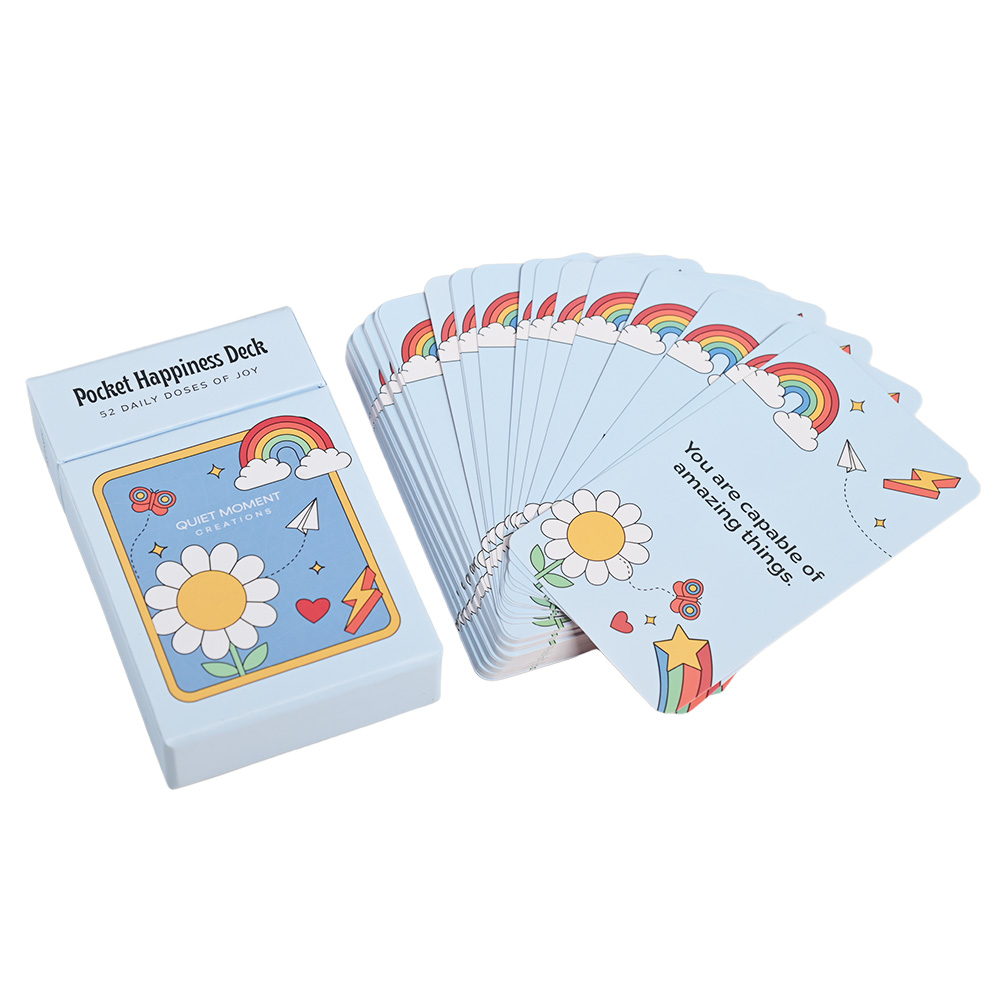 Tarjetas de afirmación positiva para niños pequeños con arcoíris, margaritas y mariposas dibujadas a mano.