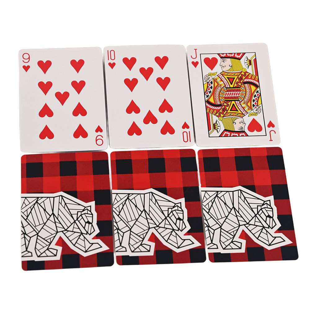Bespoke bulk playing cards with custom patterns and logo printing.