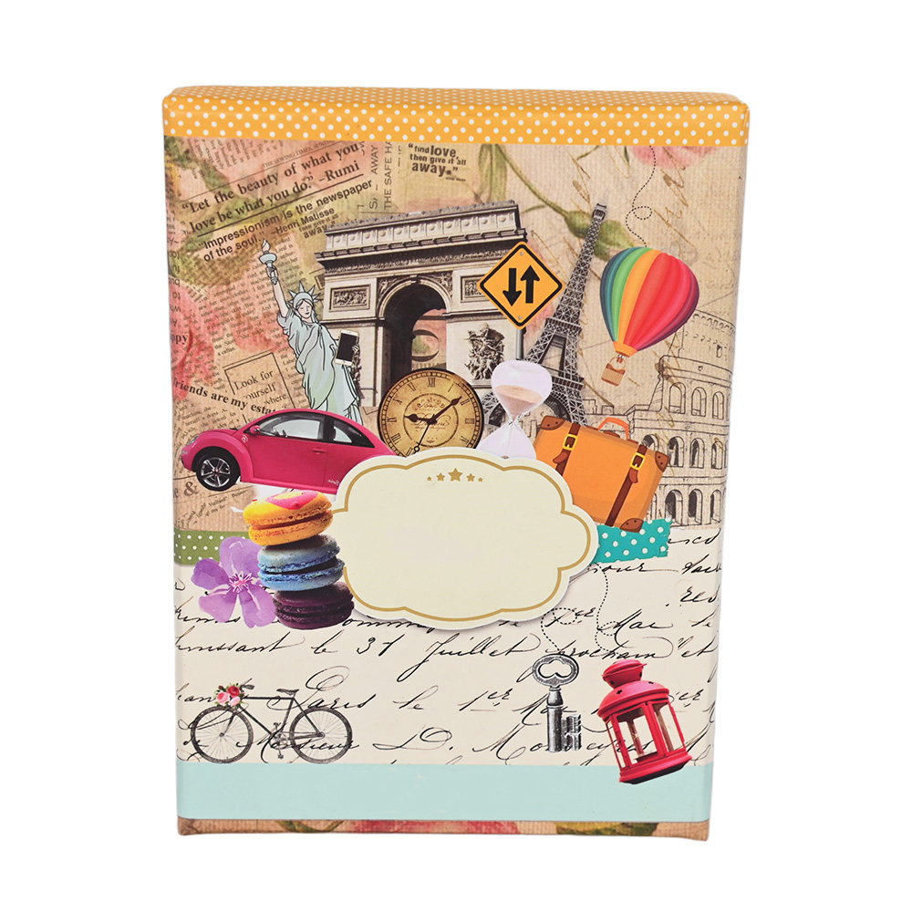 Vintage-style custom affirmation cards with wooden display stand for office desk decor.