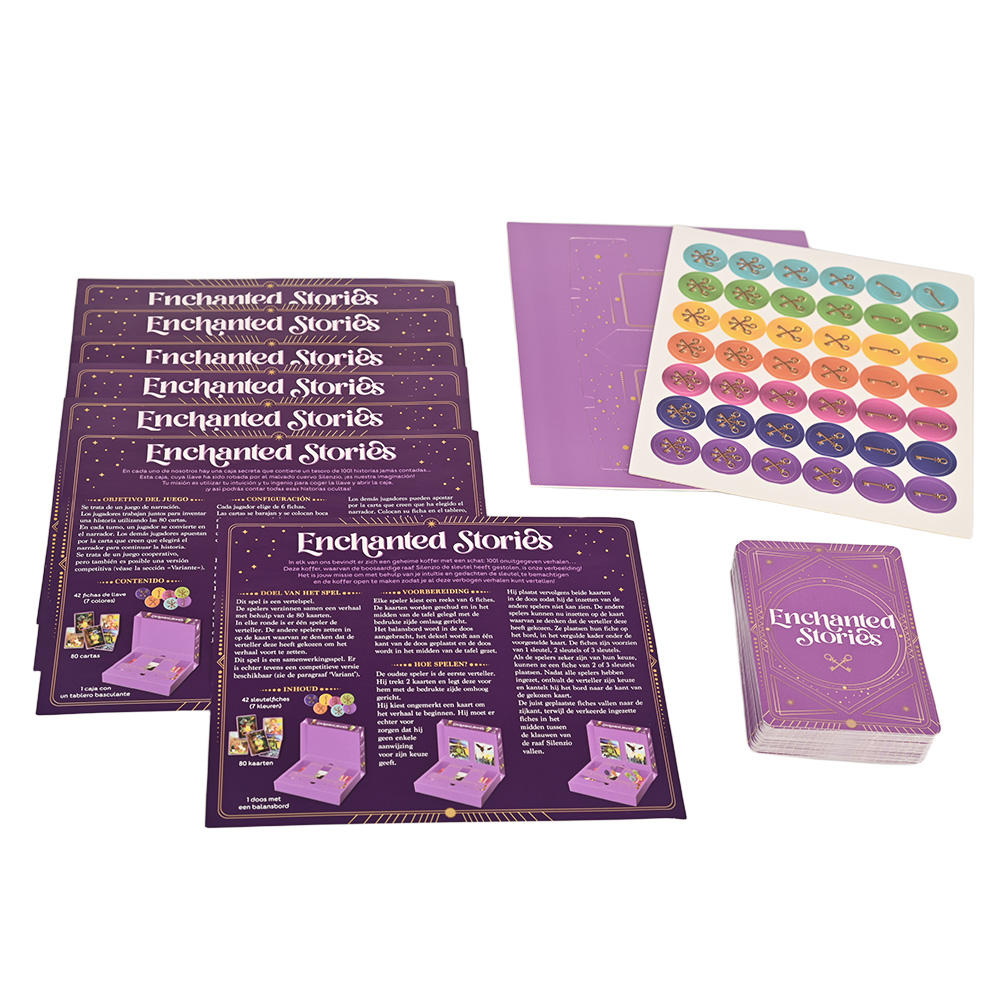 مجموعة ألعاب بطاقات سرد القصص مع 80 بطاقة خيالية مصورة و 42 رمز رئيسي.
