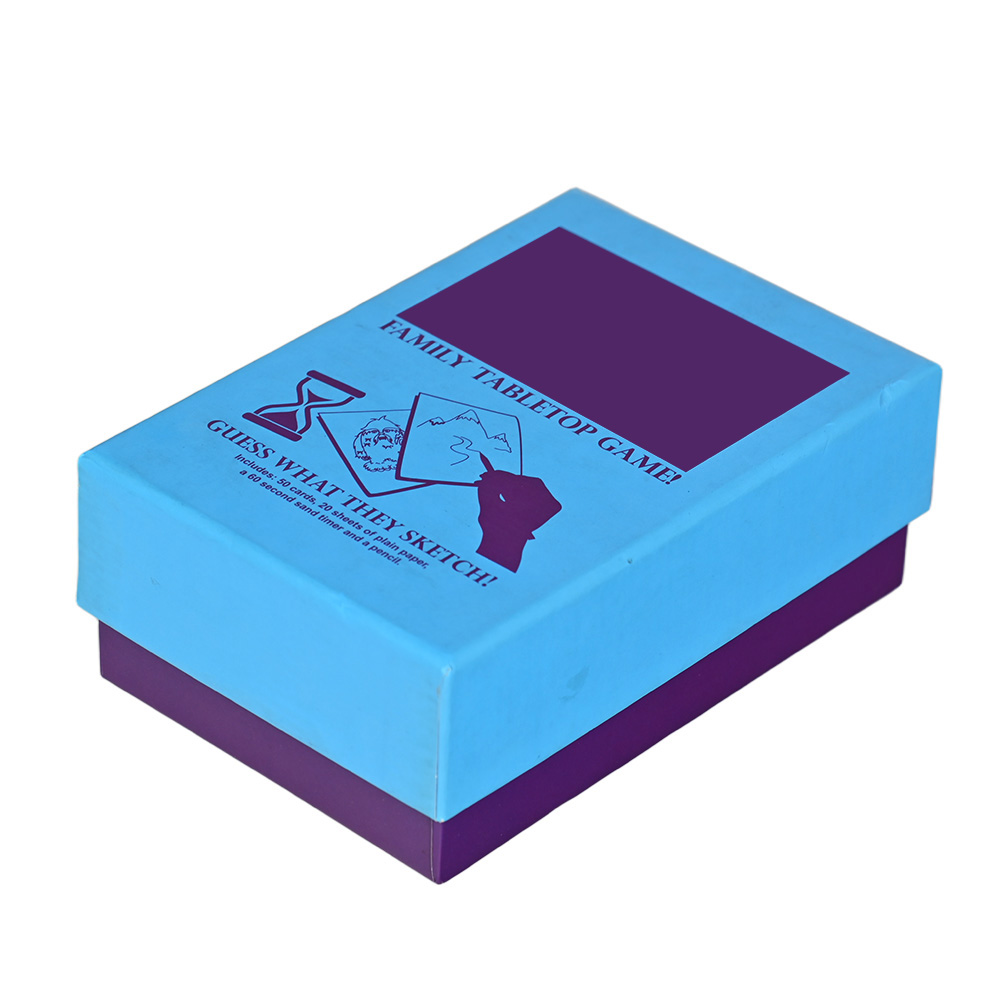 High-quality rigid two-piece gift box packaging for custom drawing board game.