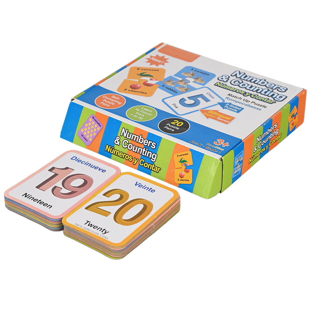2-sided educational puzzle cards for bilingual language learning