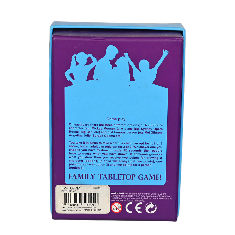 Back of the game box showing gameplay instructions and scoring rules for family members.