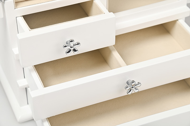 drawers of wooden jewelry box