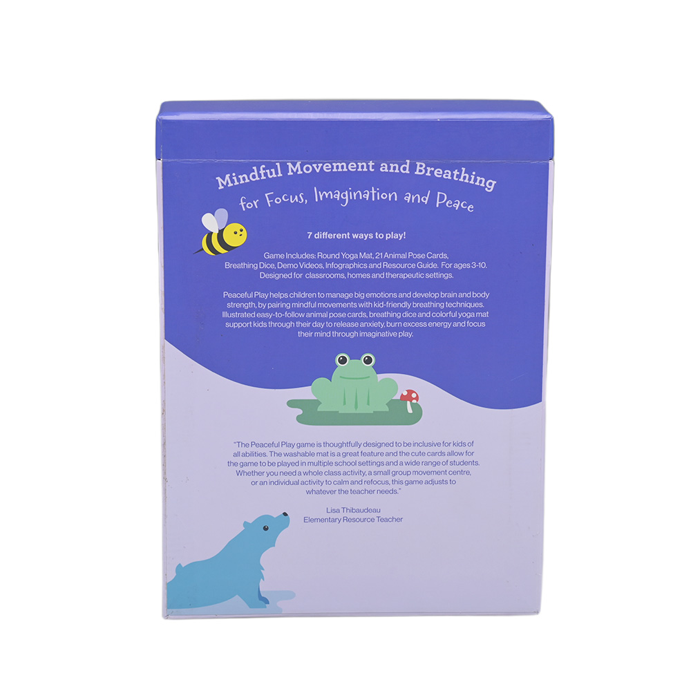 ظهر العبوة التي تعرض تعليمات اللعبة وفوائدها للحركة الواعية للأطفال.