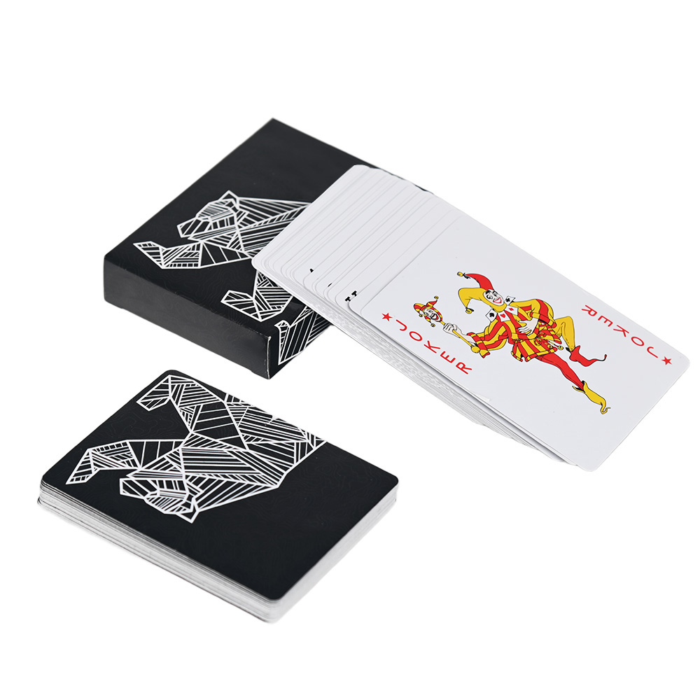 Open custom playing card box revealing premium card stock for professional card manufacturers.
