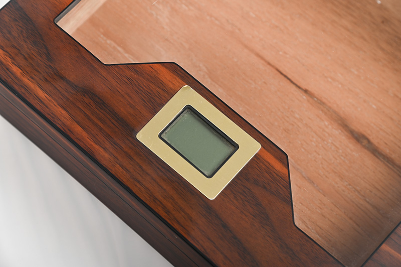 electronic hygrometer of wooden cigar box