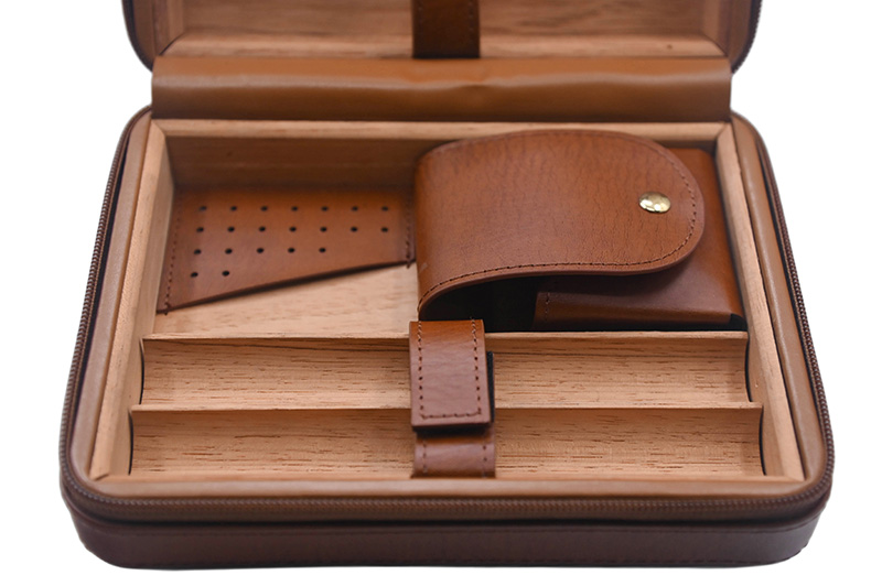 details of leather cigar box