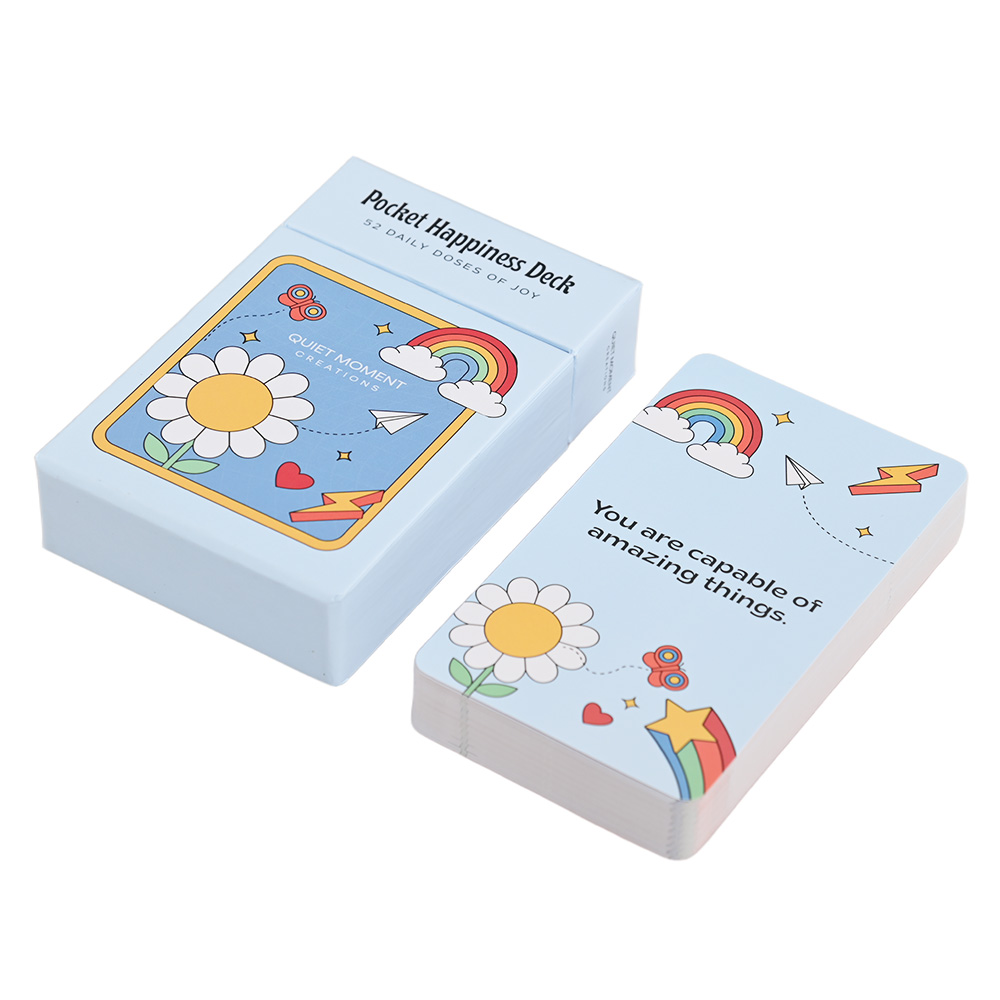 Difusión de coloridas tarjetas para niños pequeños que muestran varias frases positivas y arte con temática de la naturaleza.