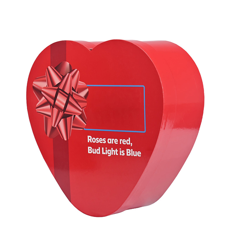 Durable and eco-friendly heart-shaped rigid paper box for promotional holiday gift sets.