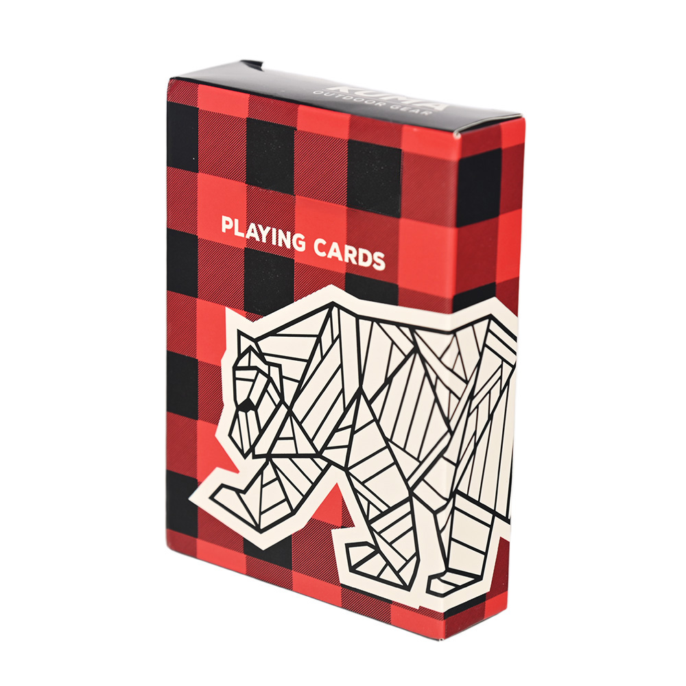 Premium outdoor-themed playing card deck box featuring a modern line-art bear design.