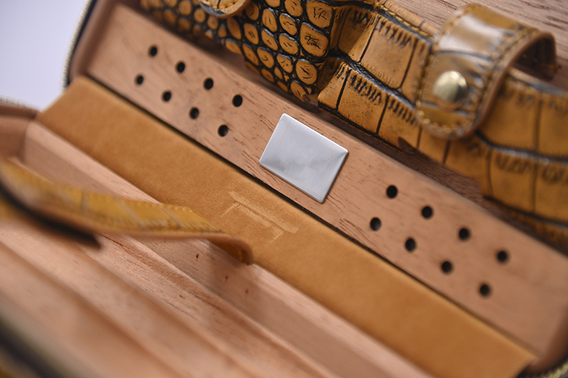 details of leather cigar box