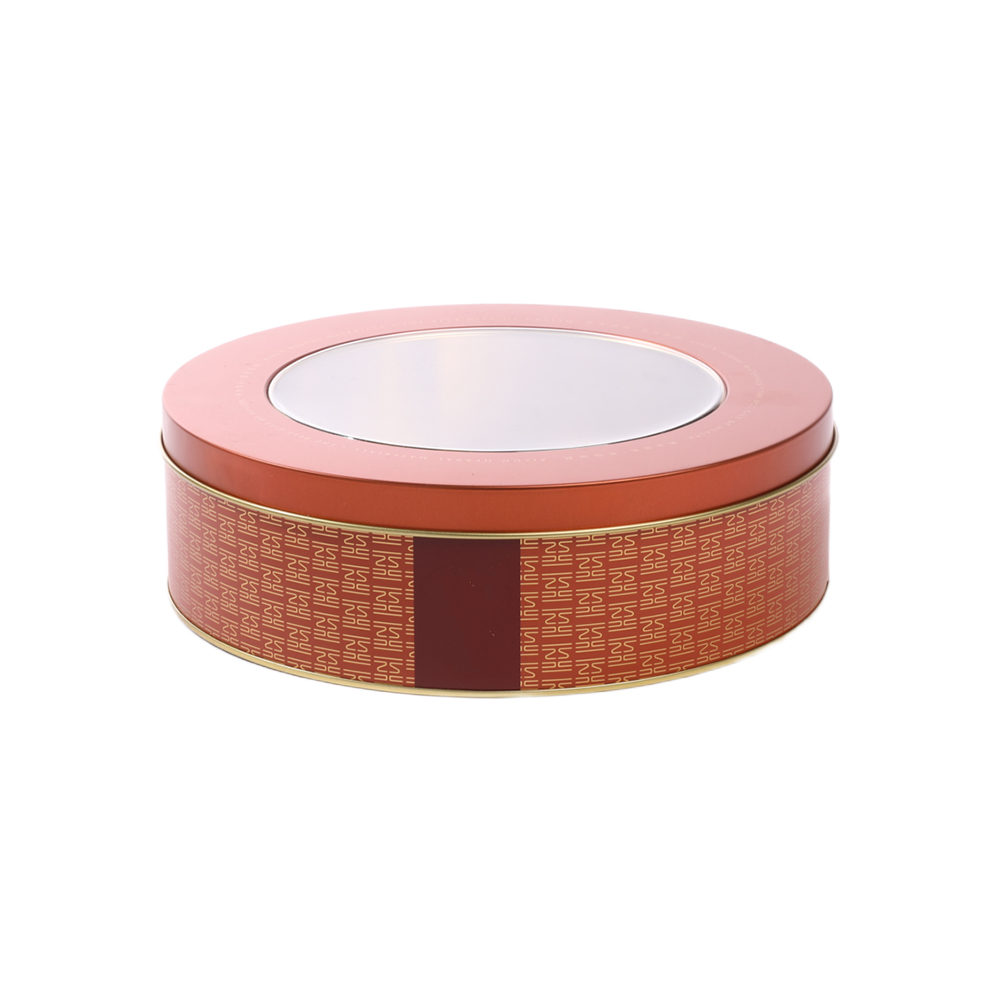 Transparent window round tinplate packaging box for tea