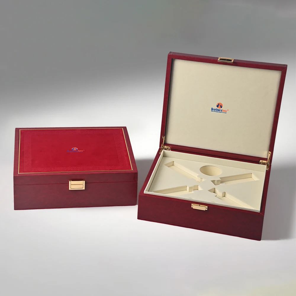 Red leather perfume gift box for fragrance industry