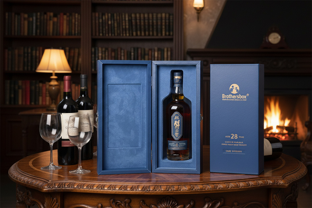 Flip-top Design PU Leather Wine Box