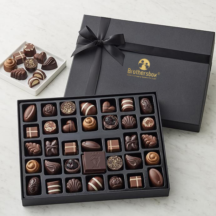 Chocolate Packaging Box with Compartmentalized Insert Tray