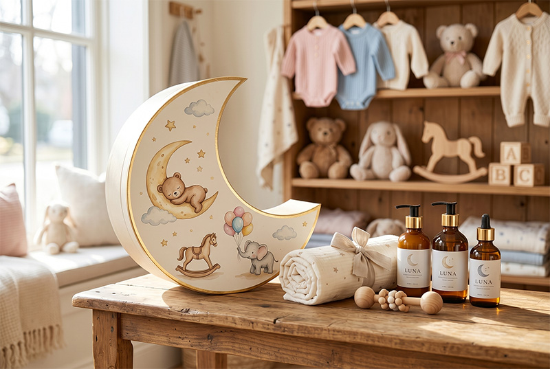 Crescent Box for Baby Skincare Gifts