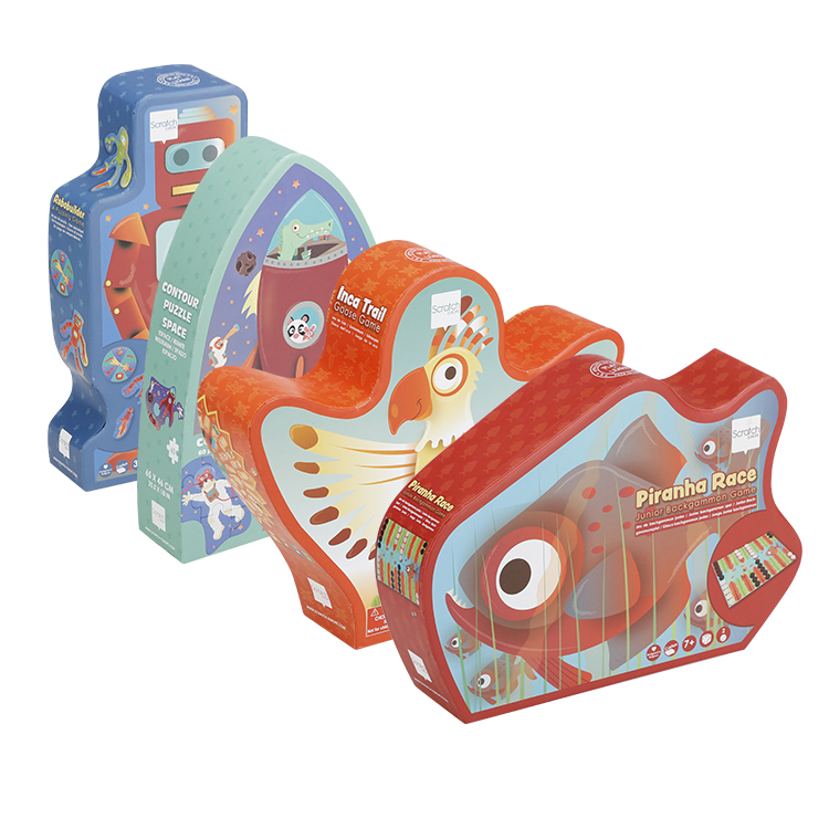 منظر أمامي لعلبة لعبة الألغاز يظهر طباعة أوفست عالية الجودة وألوانًا زاهية.