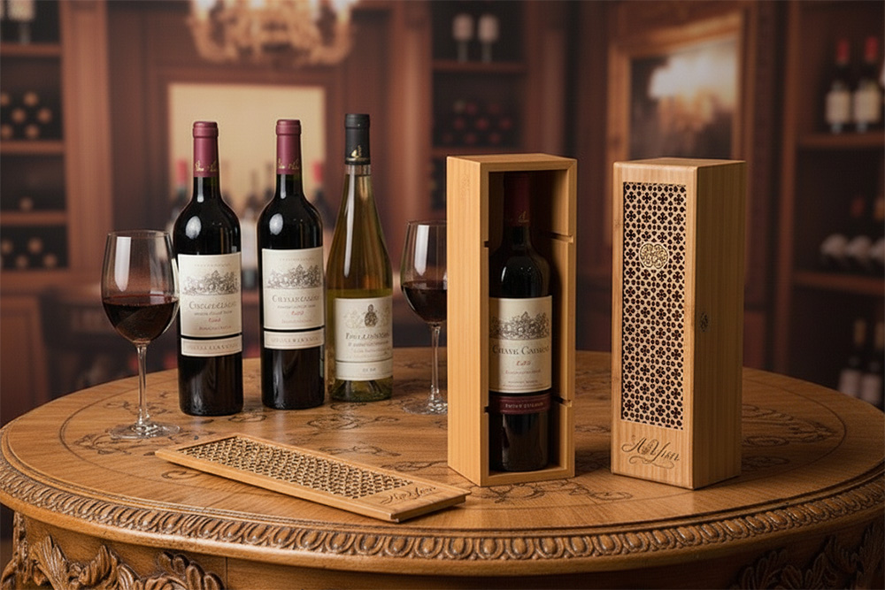 Hollow Carving Wine Wooden Boxes