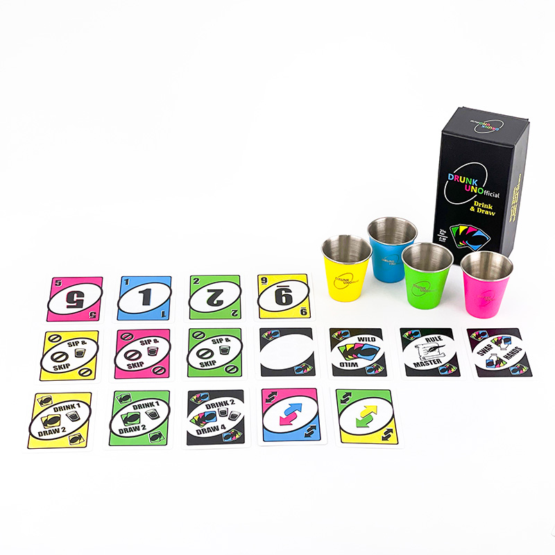 Juego de mesa impreso de alta calidad con vasos de metal de Brothersbox.