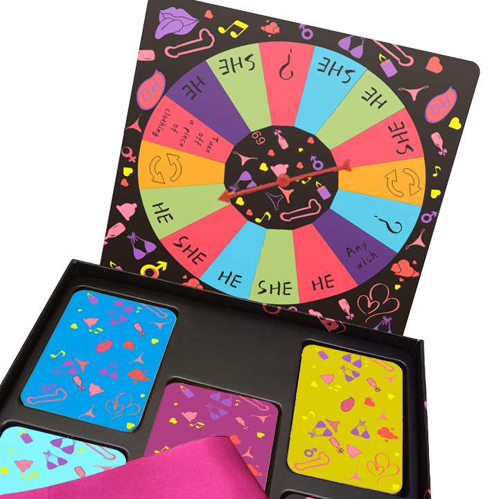 لعبة دوارة ملونة للأزواج لعبة الطاولة الحميمة مع قطاعات "هو" و "هي".