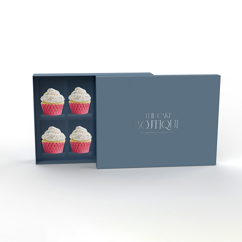 Caixa de embalagem de gaveta personalizada com inserção de blister segura segurando cupcakes
