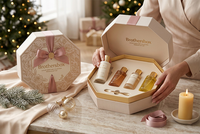 Luxury Printed Octagonal Boxes for Lotion Gift Sets