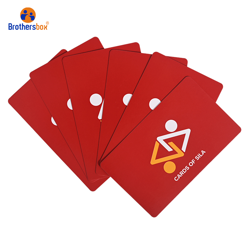 Durable cardstock with vibrant red ink printing and smooth edges for premium tactile feel.