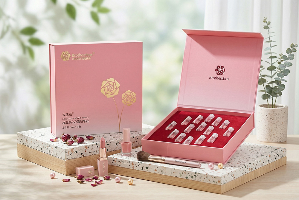 Rose Skincare Ampoule & Makeup Gift Set