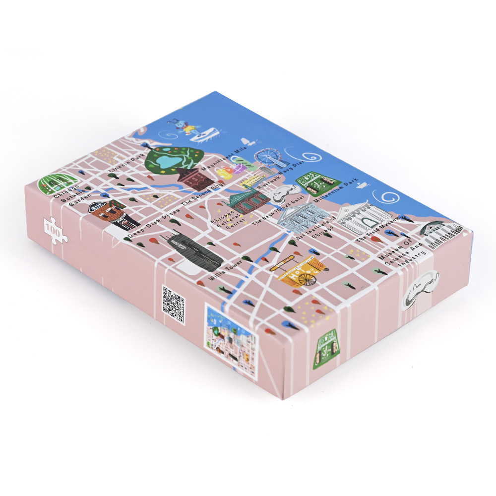 プレミアム企業ギフトとしてのコンパクトなシカゴ旅行お土産パズル。