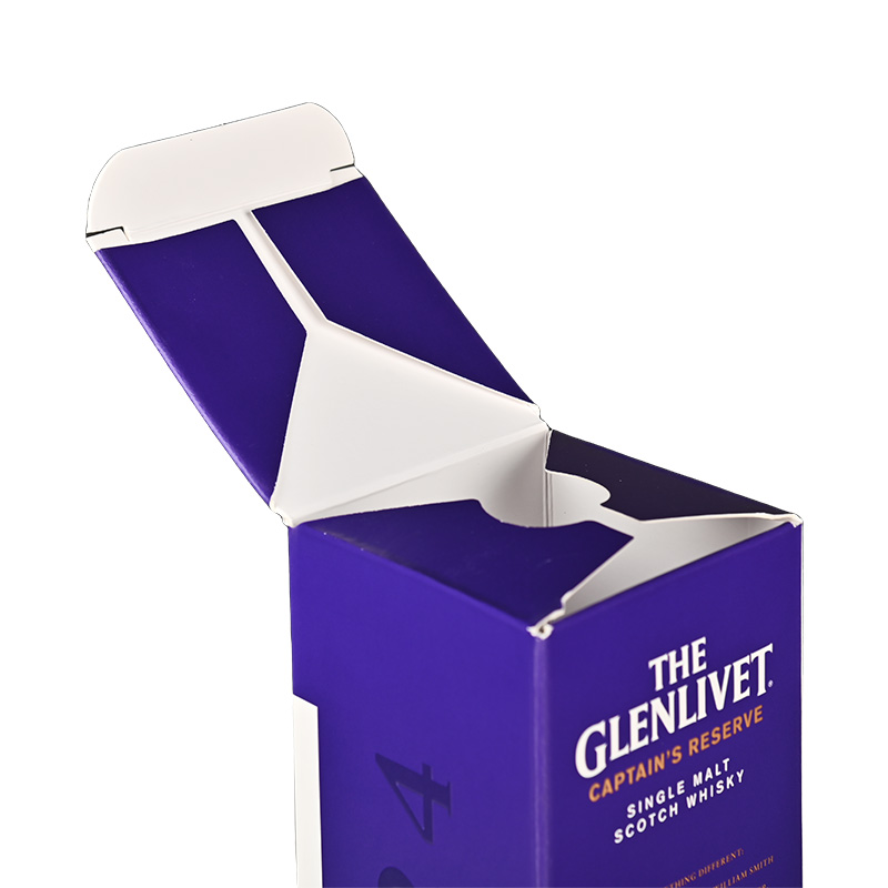 Close-up of the straight tuck-end structure opening on a custom wine box.