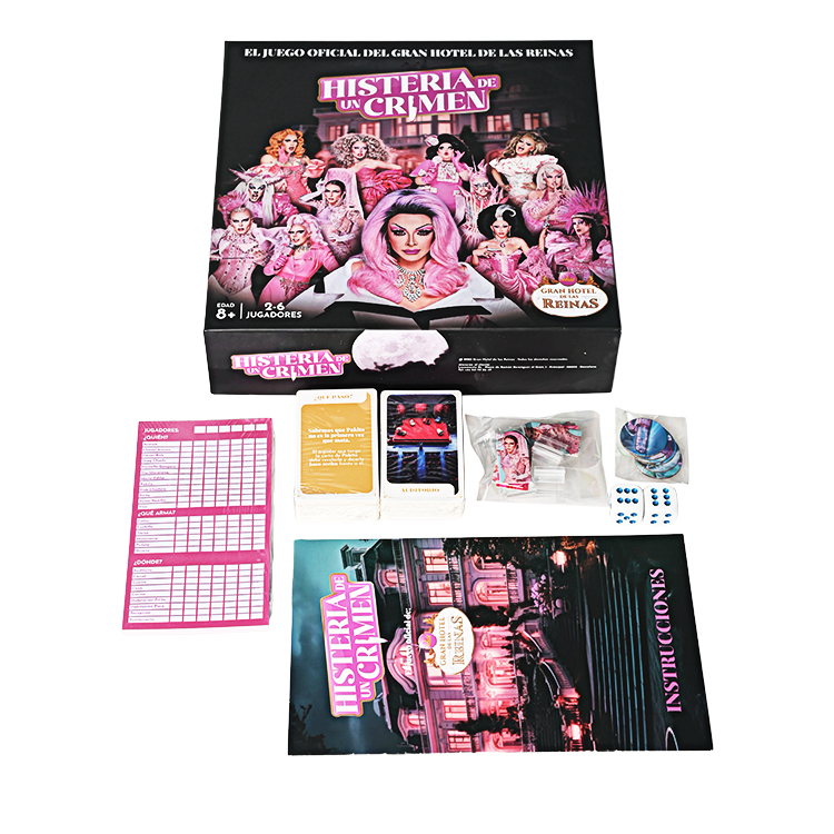 Impresión de alta fidelidad en un tablero de Juego plegable para un juego de deducción misteriosa.