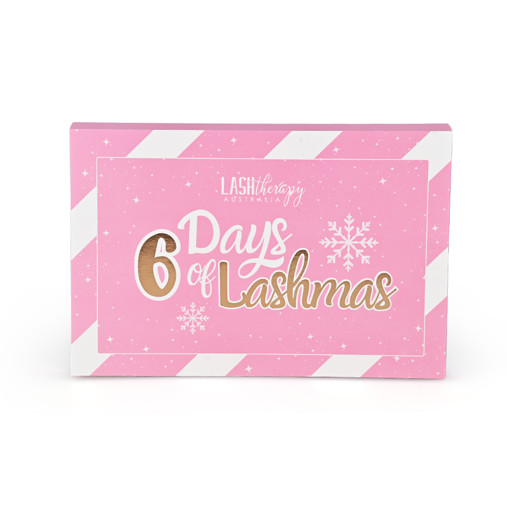 Custom Advent Calendar Beauty Eyelash Box in Pink Stripes.