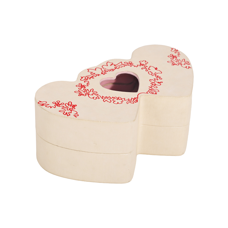 Caja de papel de doble corazón superpuesta cerrada de dos piezas.