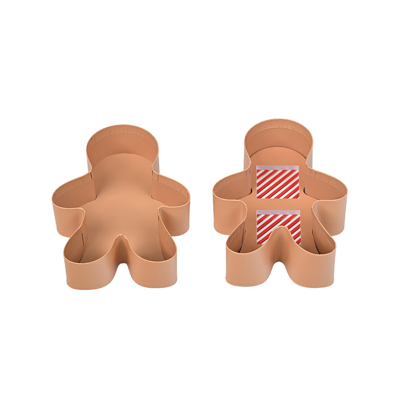 Lebkuchen mann geformter Keks kasten deckel neben dem Sockel mit Schutze in sätzen.